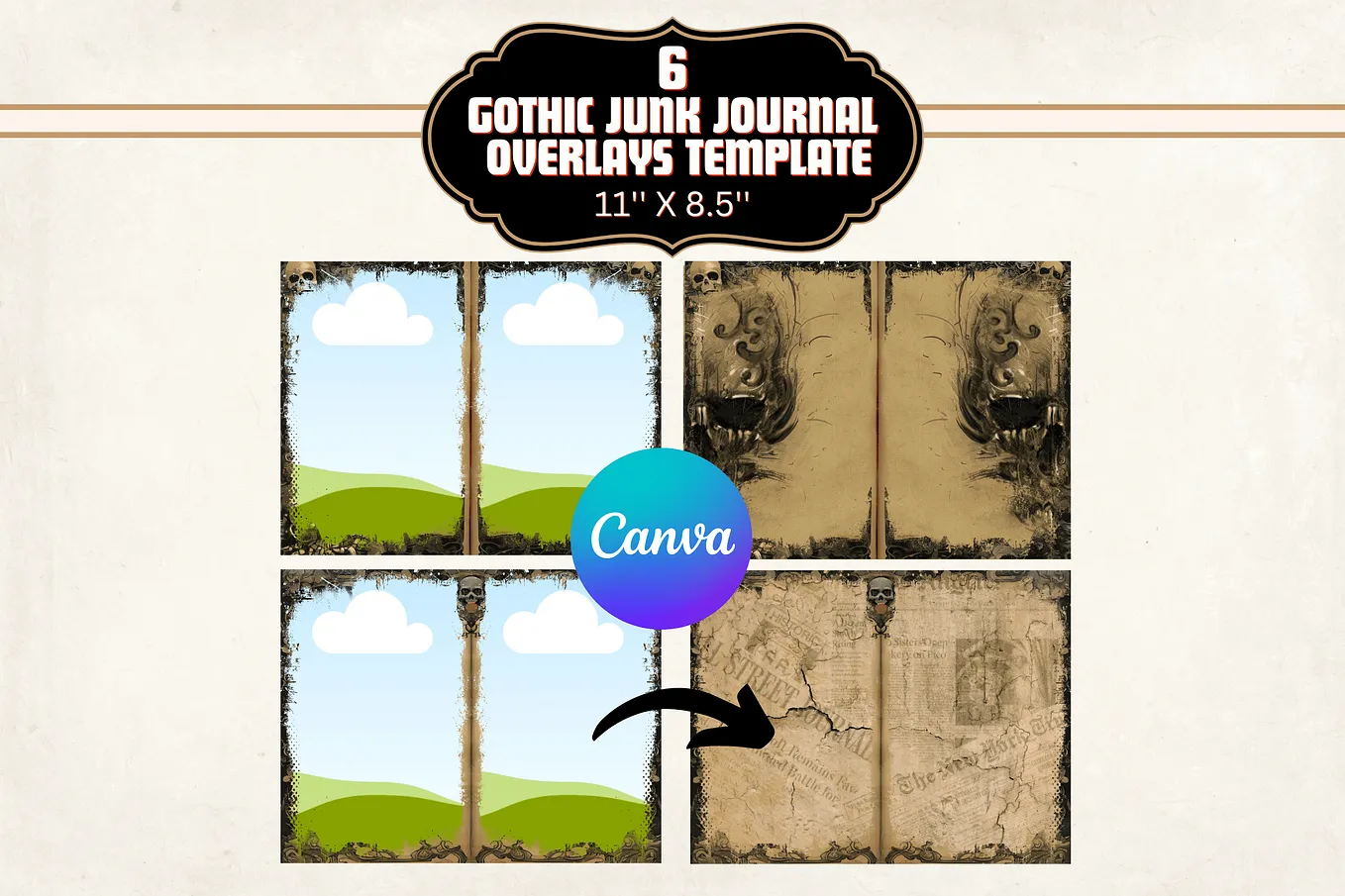 Gothic Junk Journal DIY Canva Template Free