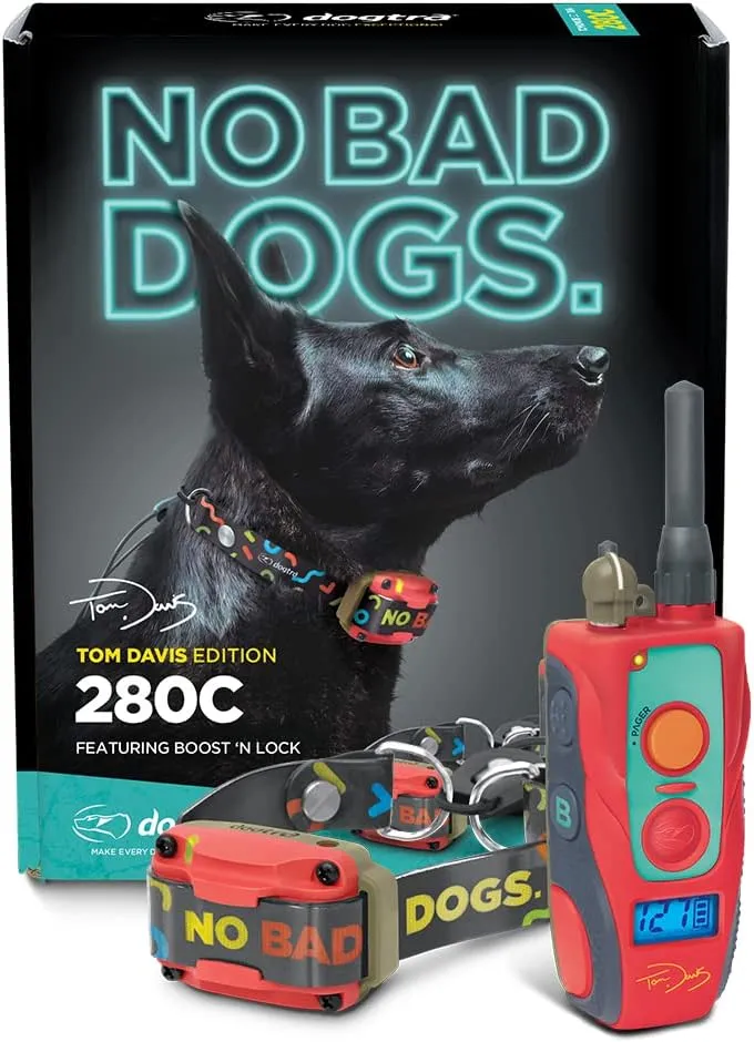 Dogtra E-Collar Tom Davis 280C Boost  Lock, Waterproof, 1/2-Mile Range Dog Training Collar with Remote, Rechargeable, 127 Levels, Vibration, Bungee, No Bad Dogs Trainer for Small, Medium, Large Dogs