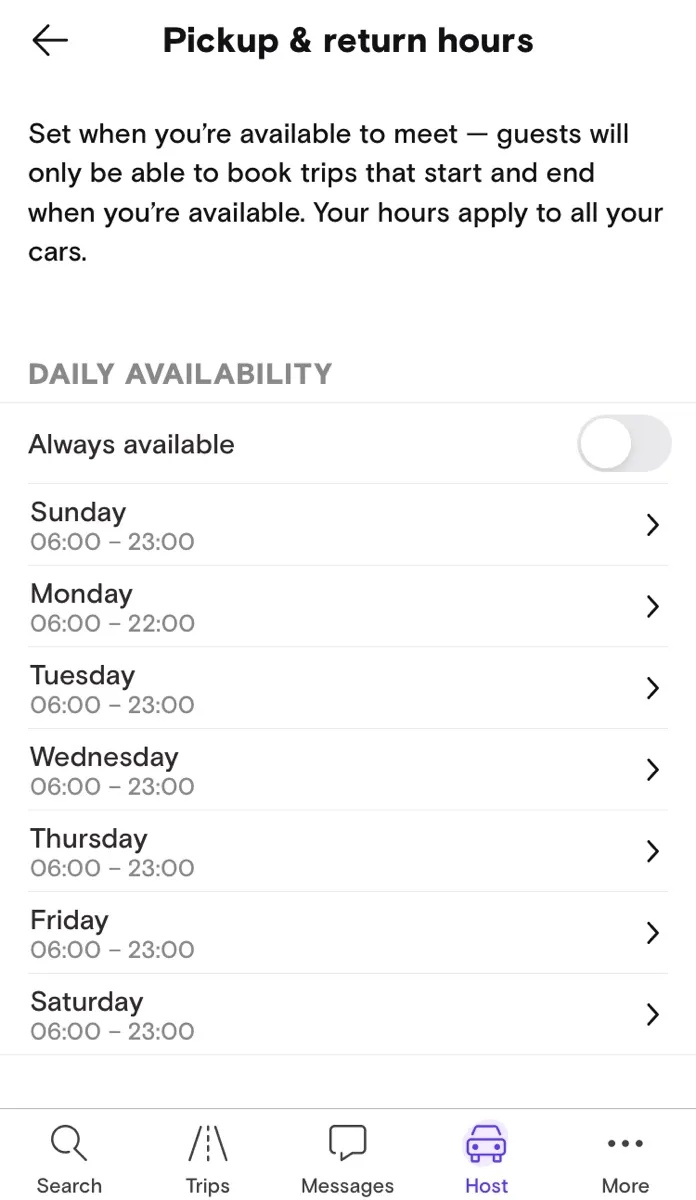 Turo Pickup & Return Hours Settings I Discovered after a 5 AM Drop-off | Wed Jul 21, 2021