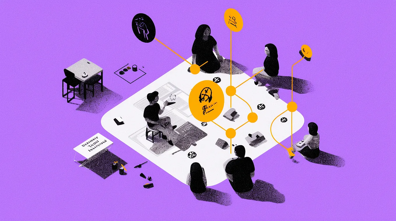 Illustration of people connecting through shared ideas and communication