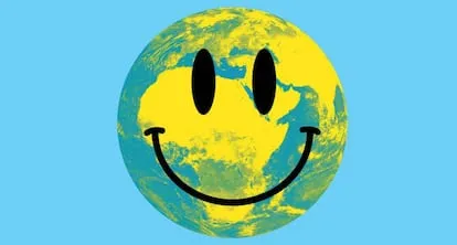 The globe with a smiley face on it