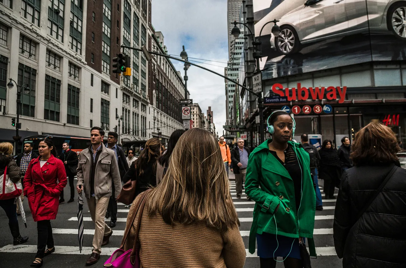 People on a busy street