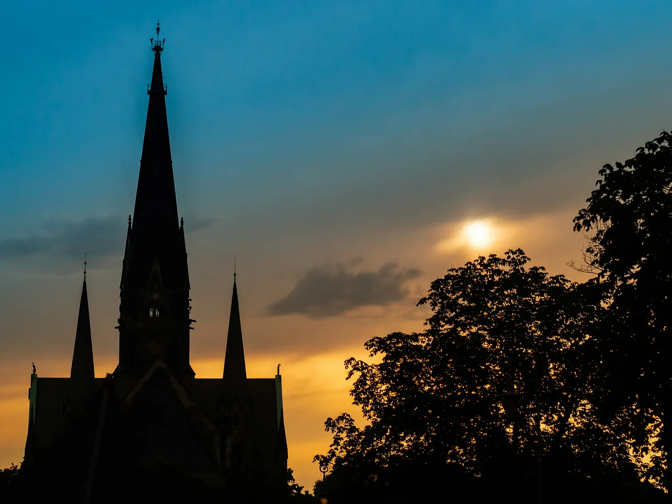 Abbey in sunset