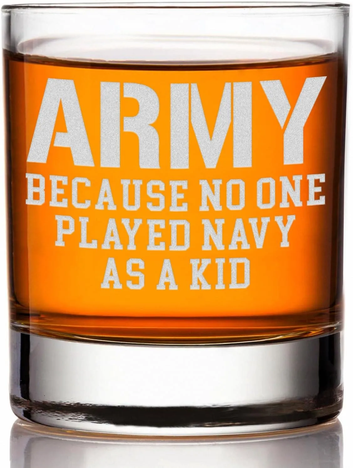 Funny US Army Whiskey Glass - Engraved Military Gifts for Dad - 11 oz Rock Glass