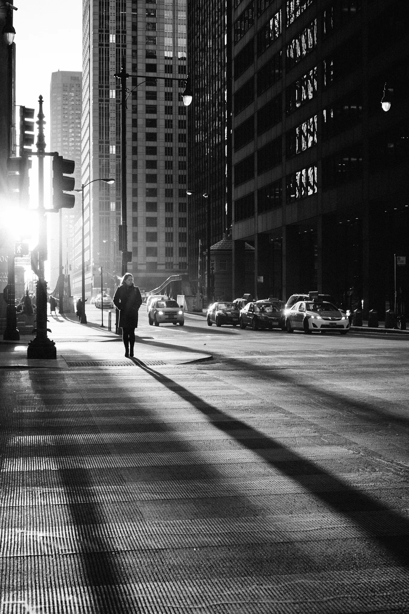 Woman in city, social distancing