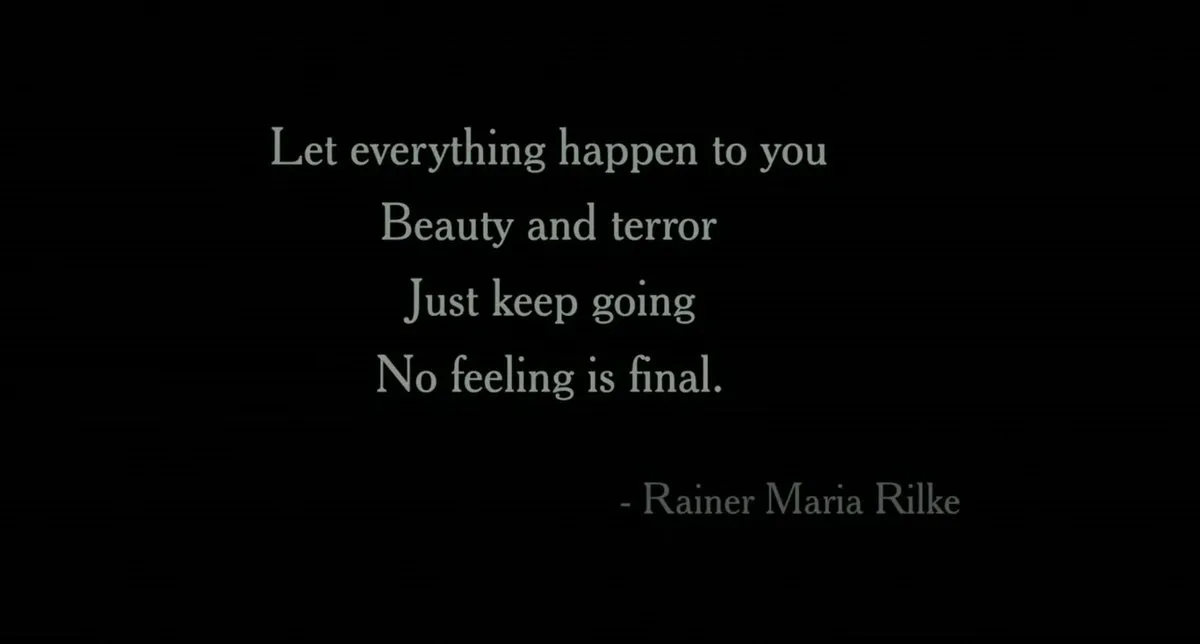 “Let Everything Happen to you, Beauty and Terror. Just keep going. No Feeling is Final.”- Rainer Maria Rilke