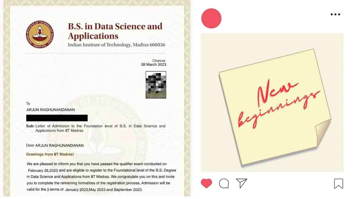 New beginnings : I got admission for IIT Madras BS Data Science Online Degree