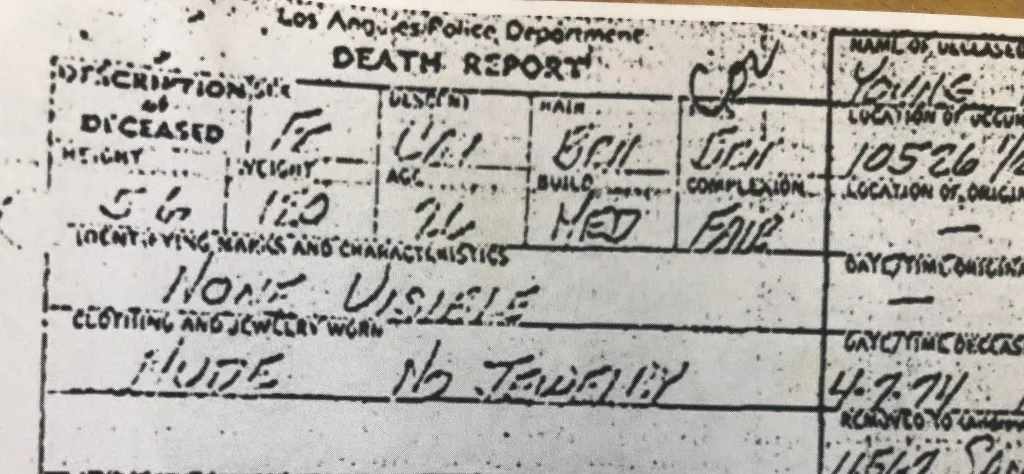 1974 #2 Paige Young suicide LAPD report.