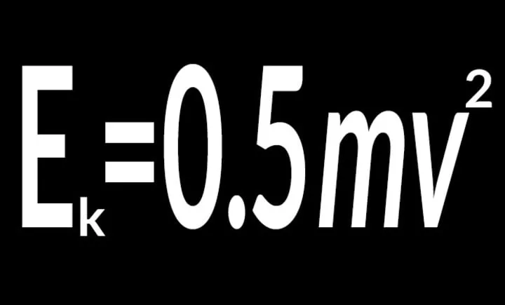 formula for kinetic energy, black and white image