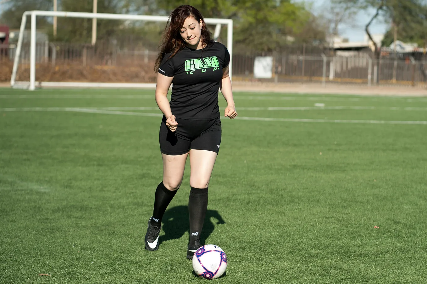 Woman playing football