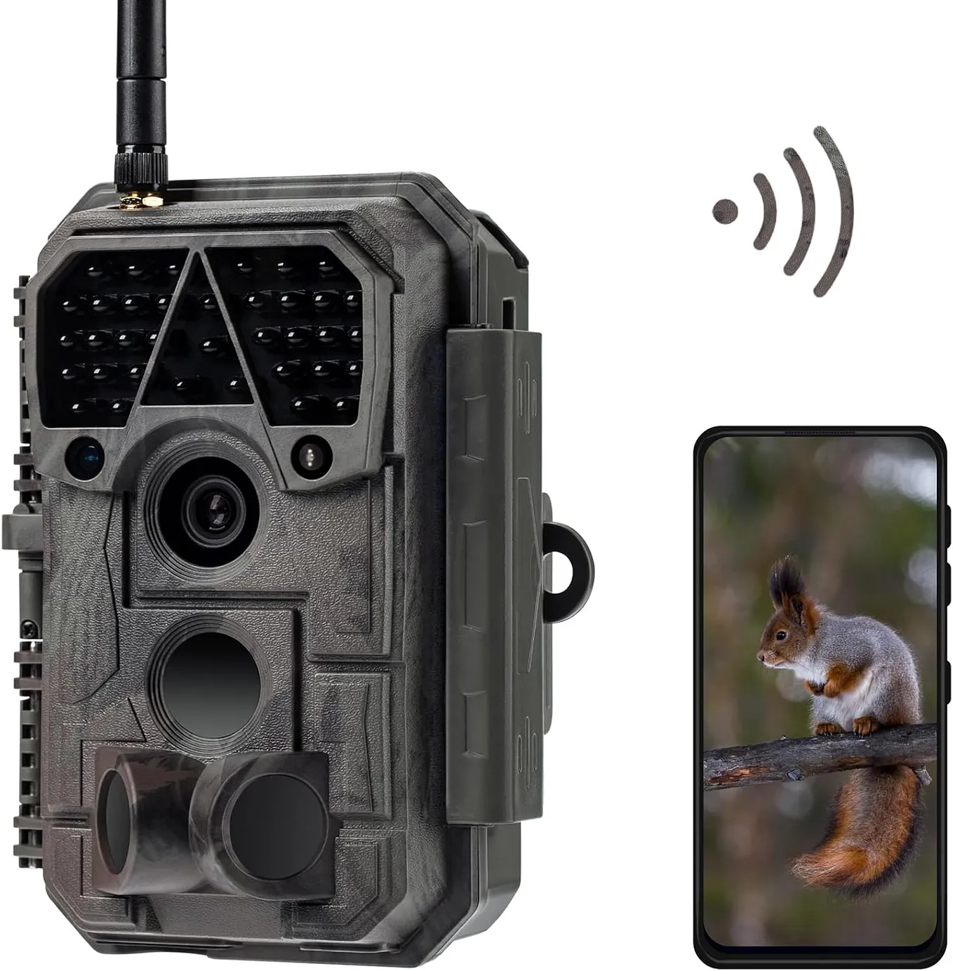 Trail Camera P100P, WiFi Bluetooth, Rechargeable, 48MP 1296p, 100ft No-Glow Night Vision, IP66 Waterproof, Fast 0.1s Trigger Speed Motion Activated