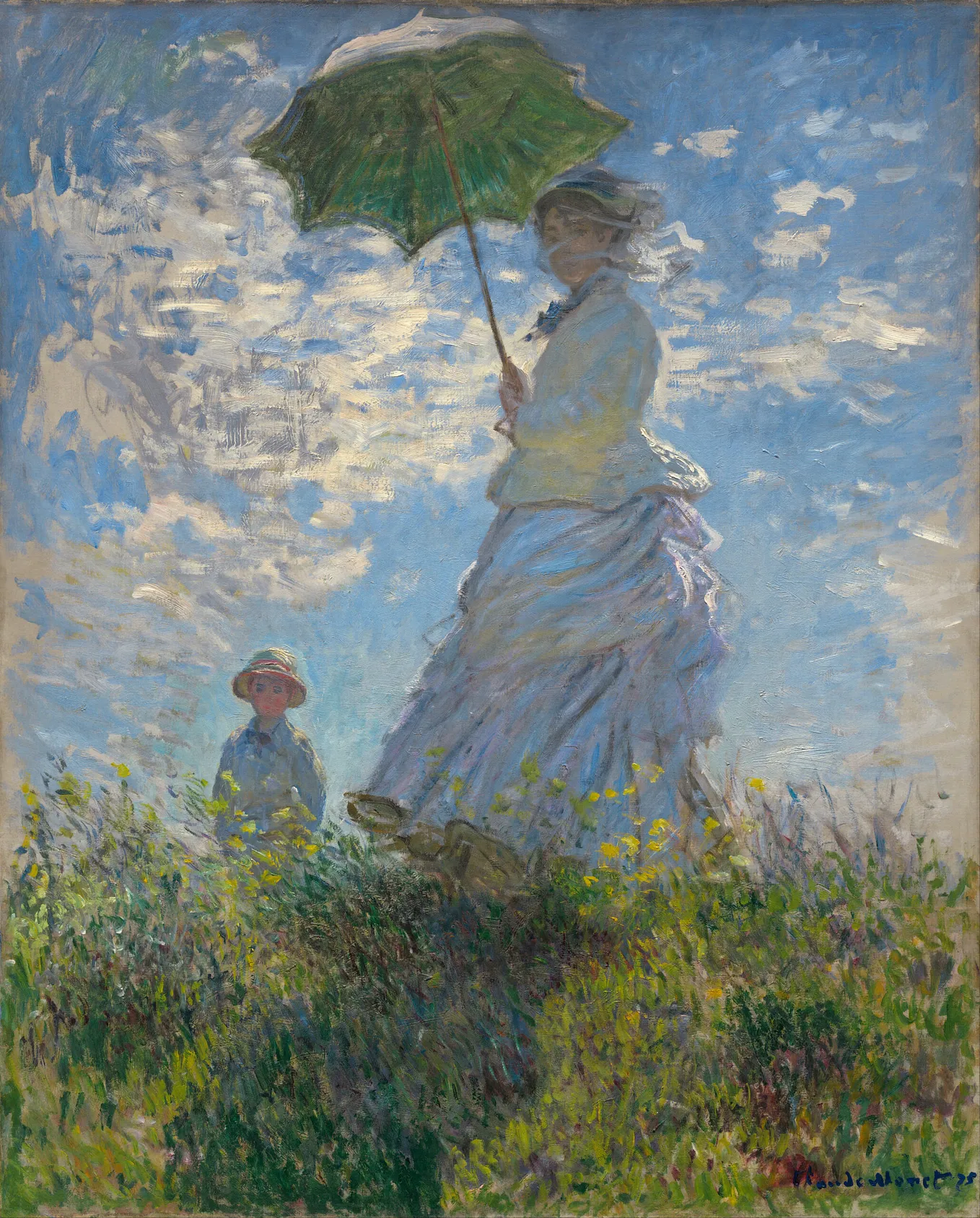 Woman with a Parasol: Capturing the Essence of Impressionism through Monet's Brushstrokes