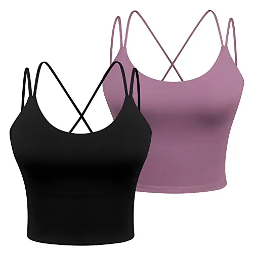 Women's Longline Sports Bra Wirefree Padded Cross Back Yoga Bras ...