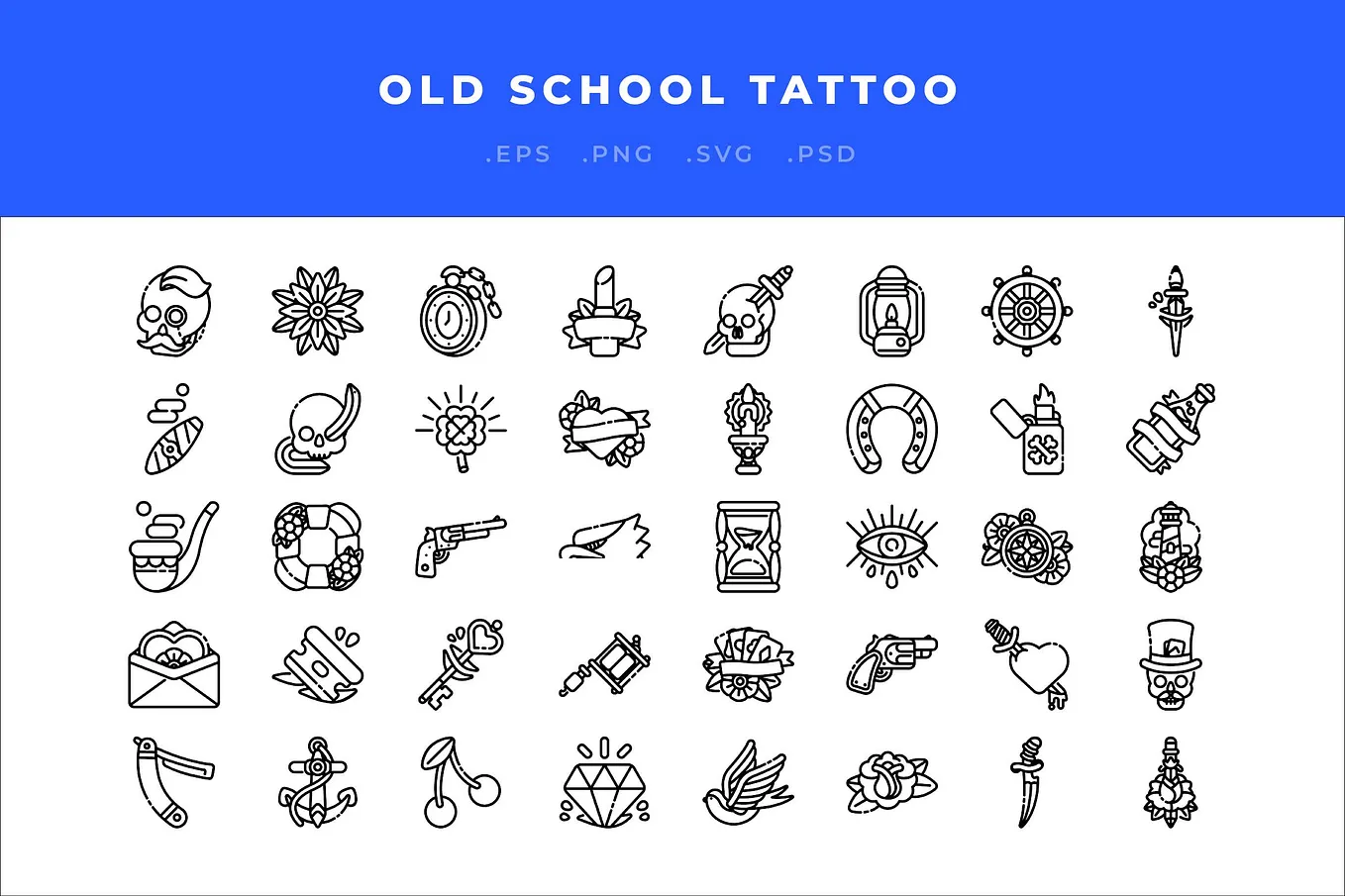 Old School Tattoo Icons Cover Image 1