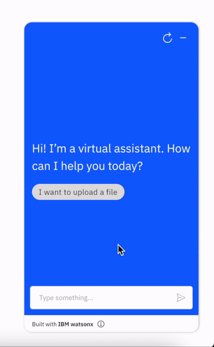 watsonx Assistant: upload a file from the web chat interface