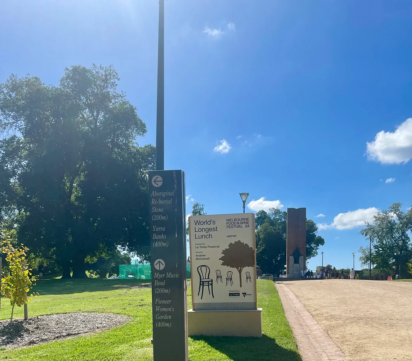 Park and event signage positioned next to one another at King’s Domain.