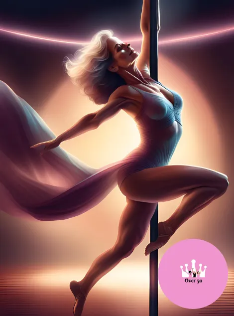 A middle-aged female pole dancer