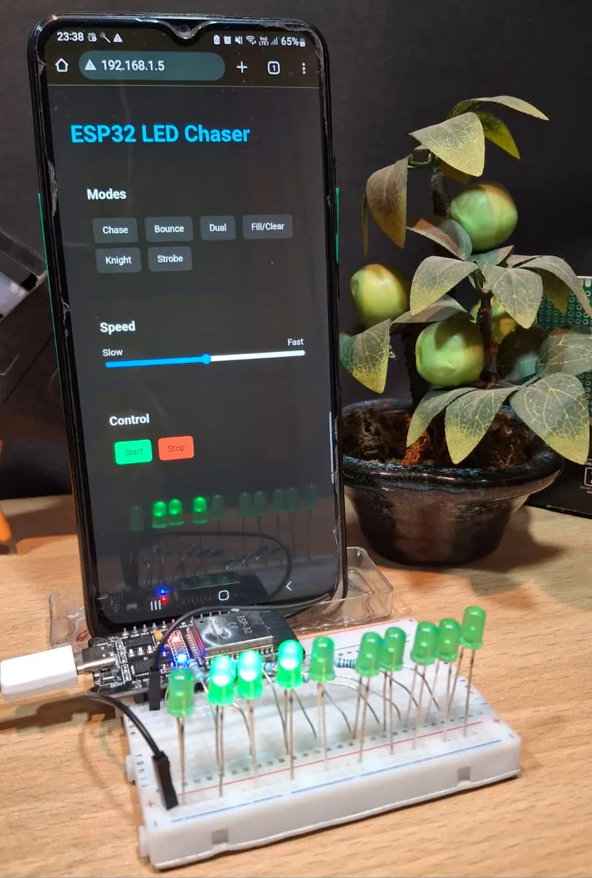 WiFi Controlled LED Chaser Using ESP32: From Simple Blinking LEDs to a Real IoT Device