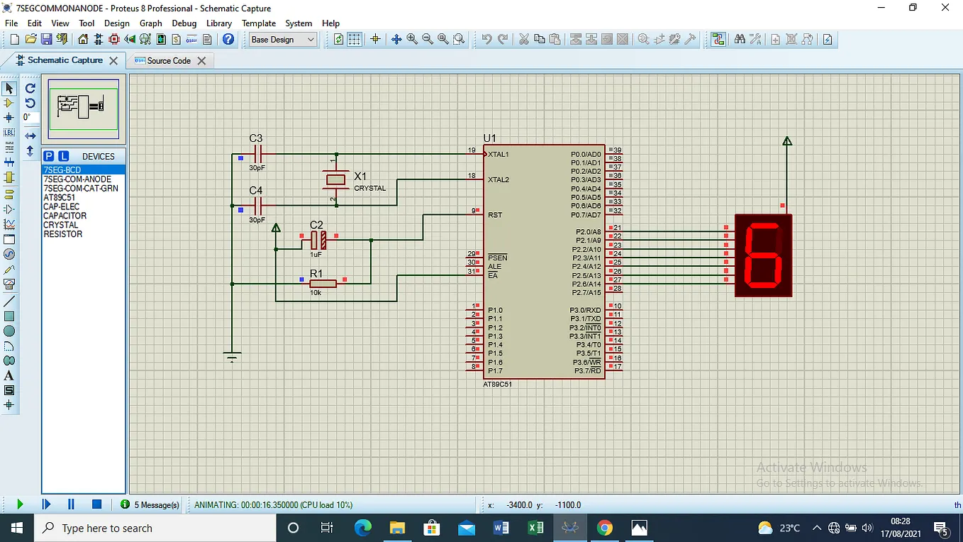 Project to count 0–9 using the Seven Segment Display (SSD) Common
