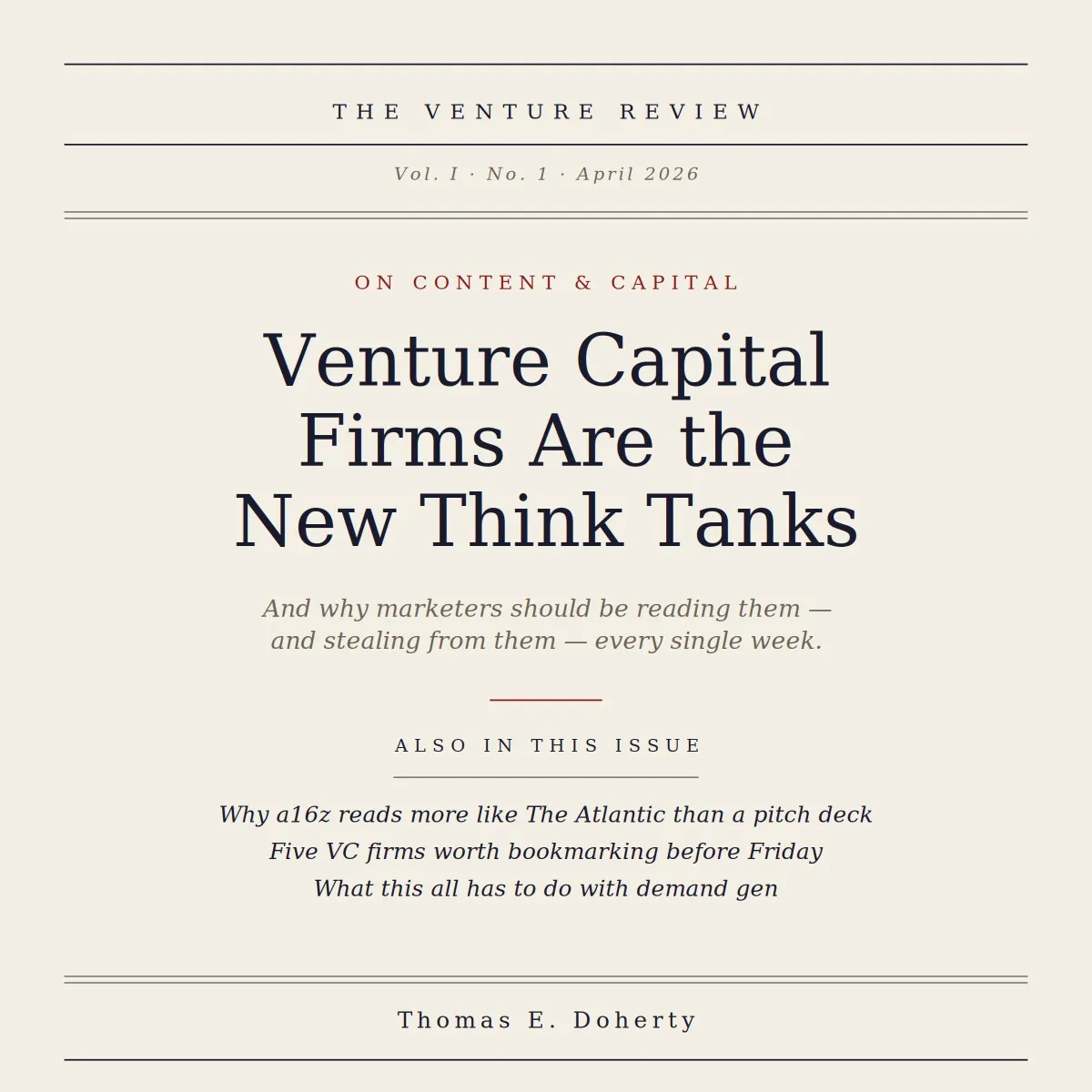 VC Firms Are the New Think Tanks