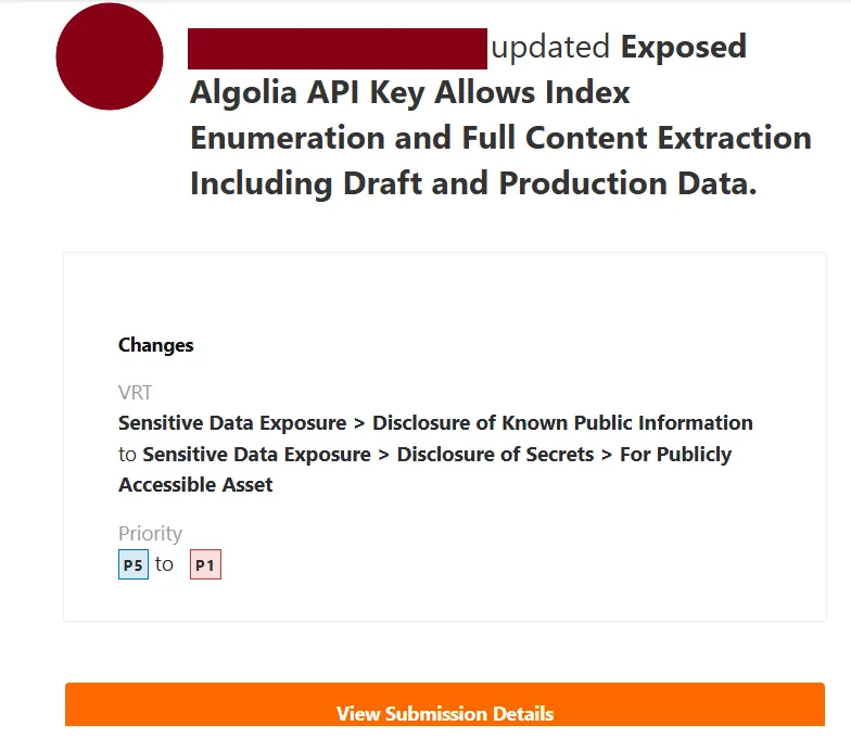 Critical Exposure Of Algolia Key That Led to Production, Staging, and Draft Data