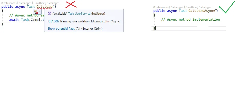 Enforcing Async Method Naming Convention using .editorconfig in Visual Studio