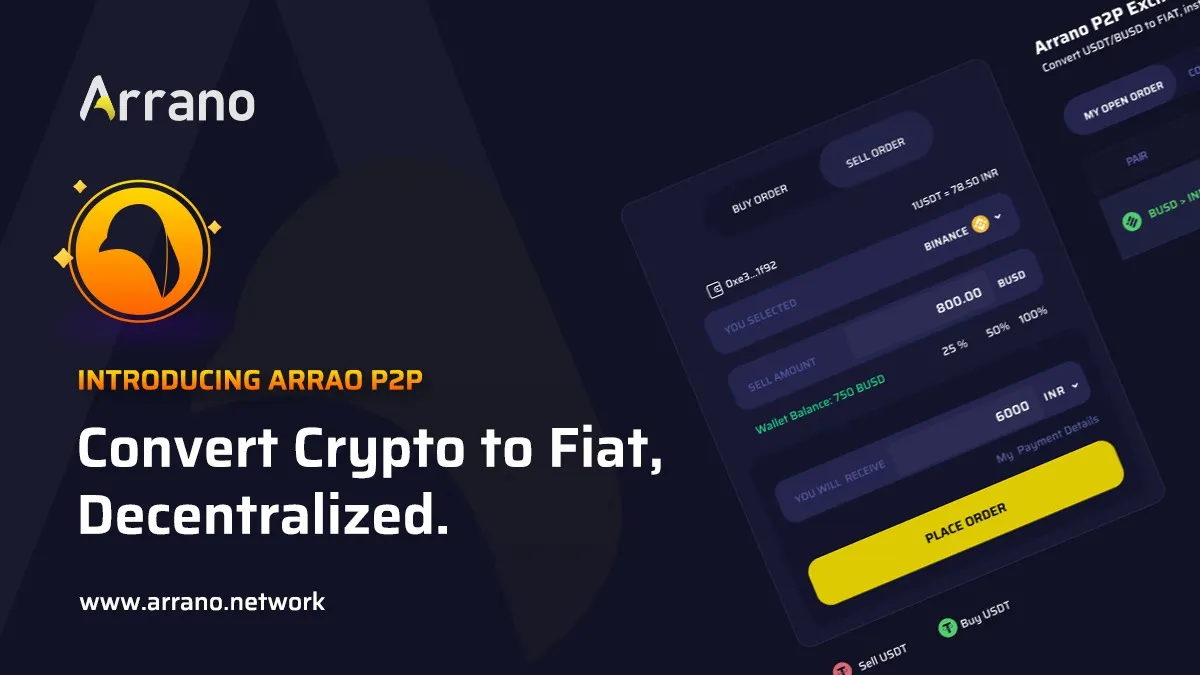 Arrano decentralised P2P exchange is the first ever in the world