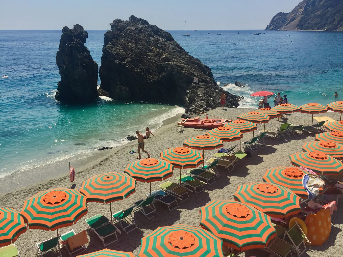 Looking down at the beach umbrellas at Monterosso al Mare. Source: Author’s archive.