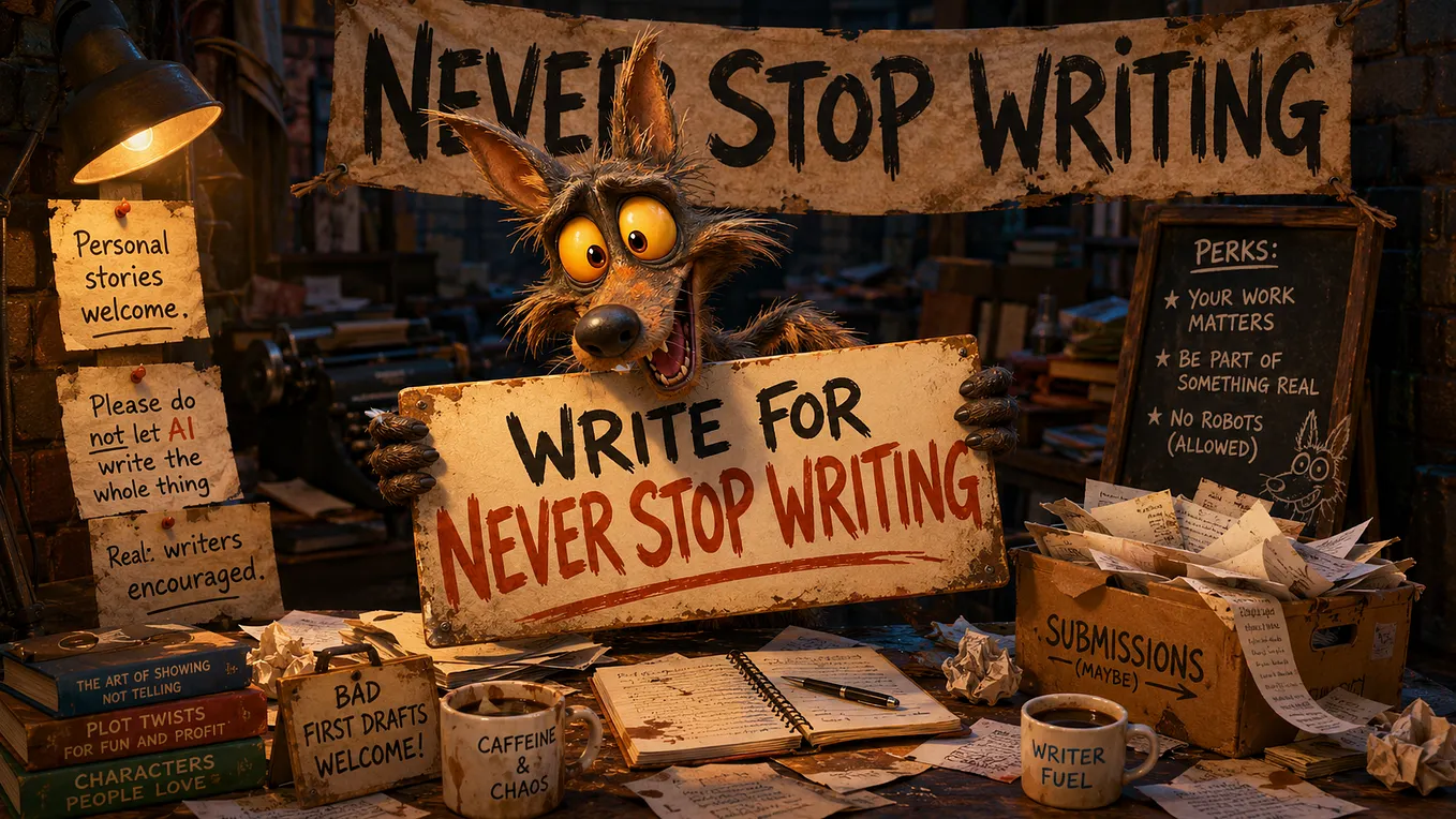 Never Stop Writing — Accepting New and Experienced Writers
