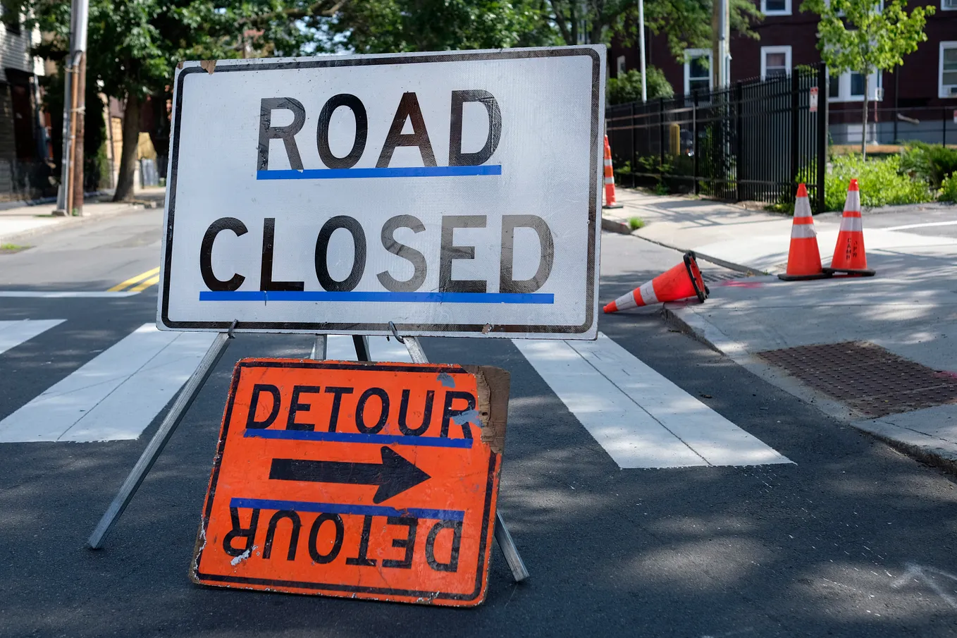 detour sign to represent last minute changes and how each generation would handle them in work and in life on the road.