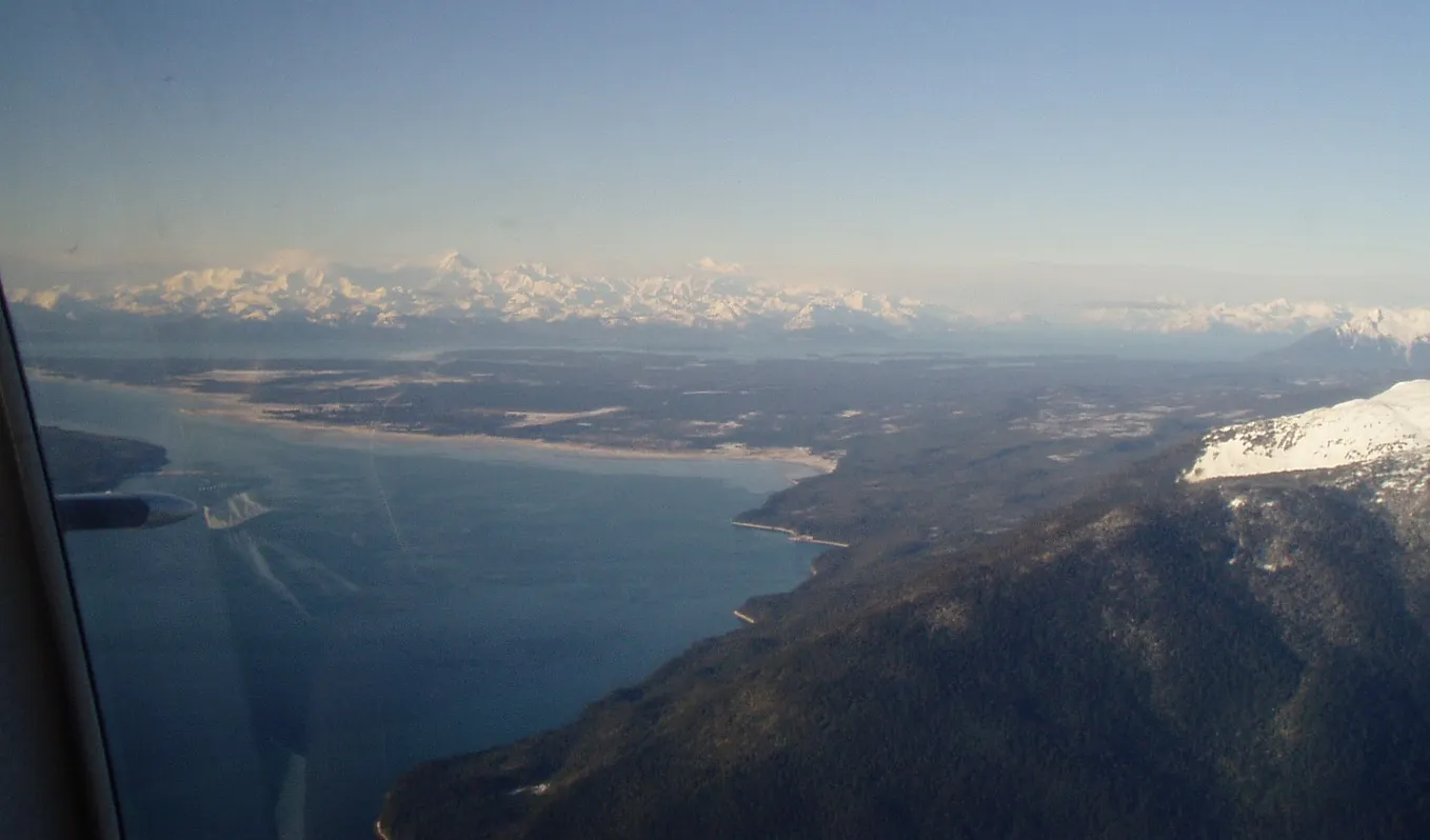 View of Gustavus forelands from airplane