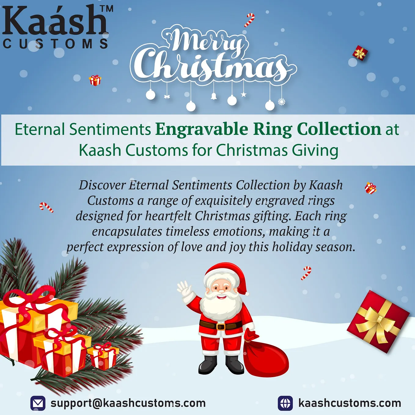 Eternal Sentiments Engravable Ring Collection at Kaash Customs for Christmas Giving