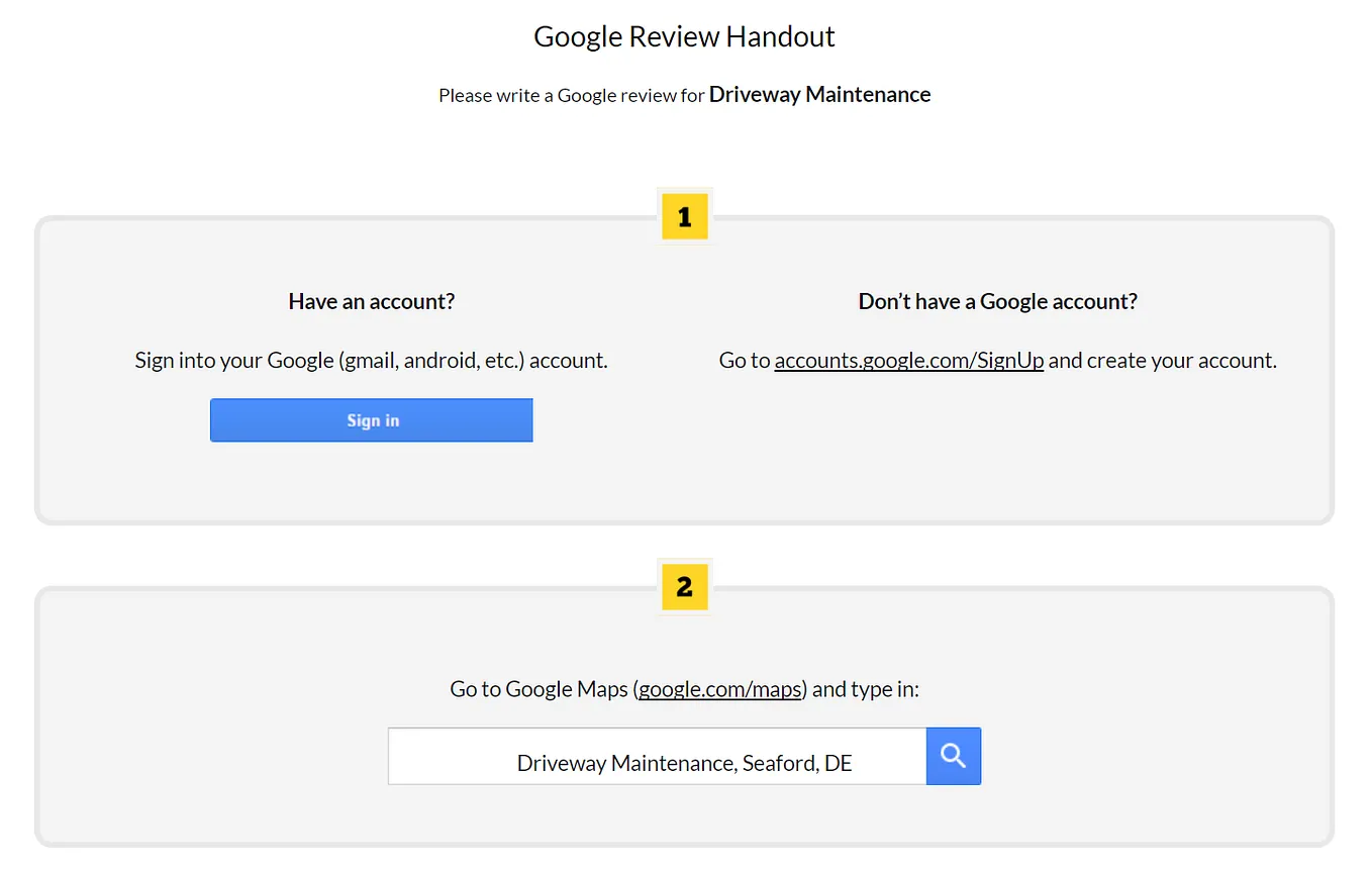 You can use the Review Handout to get more reviews online, legitimately.