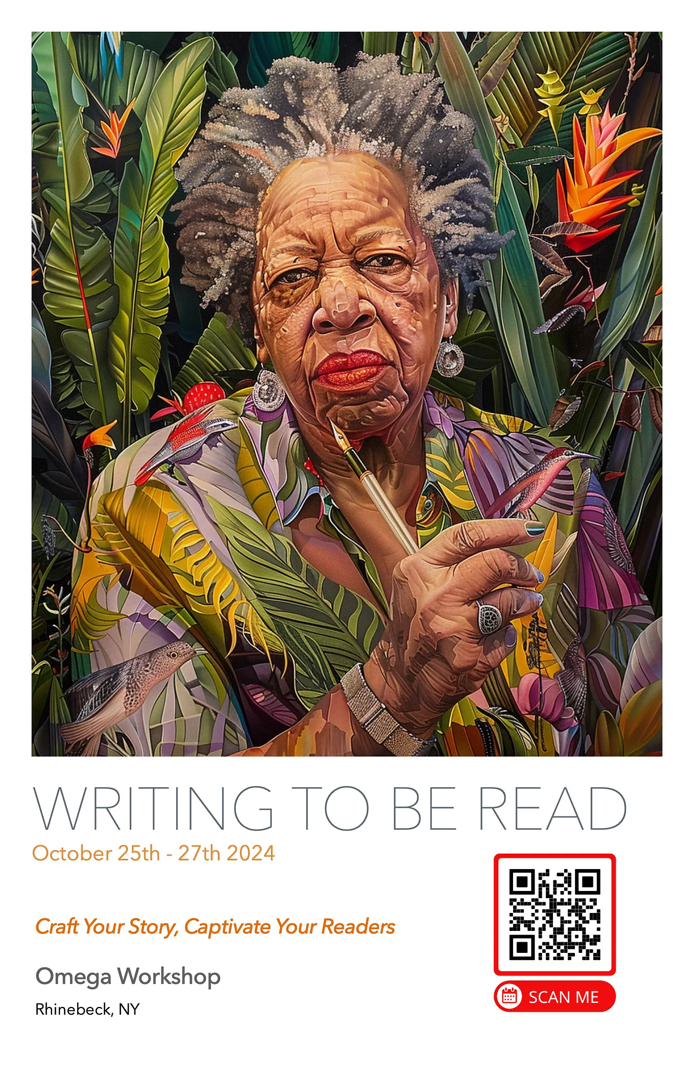 Image of Toni Morrison advertising the Omega Writer’s Retreat