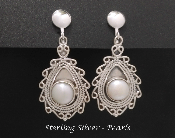 sterling silver pearl clip on earrings