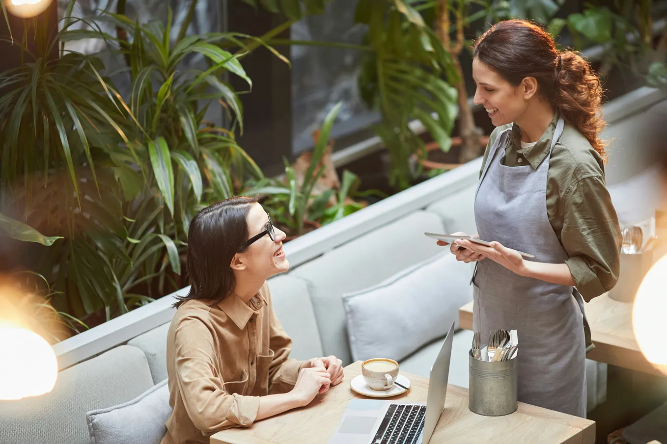 waitress serving a customer