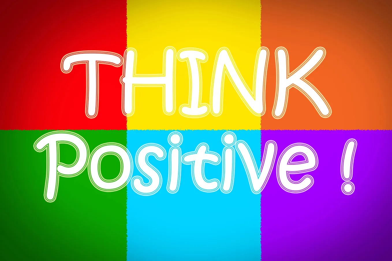 A colorful image of the words Think Positive