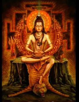 Shiva sitting with one leg up, one down