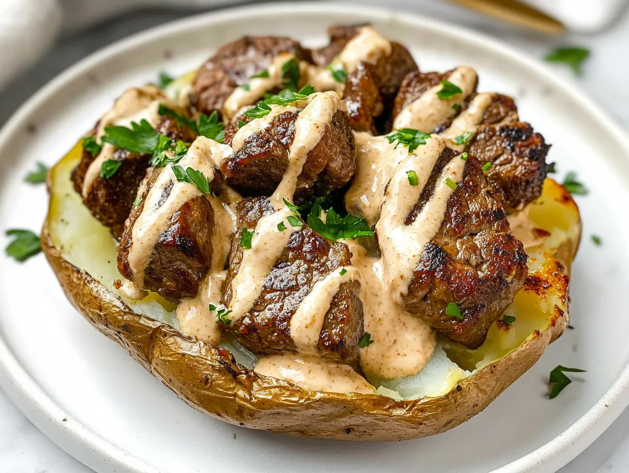 Loaded Baked Potato with Steak Bites: A Comfort Food Masterpiece