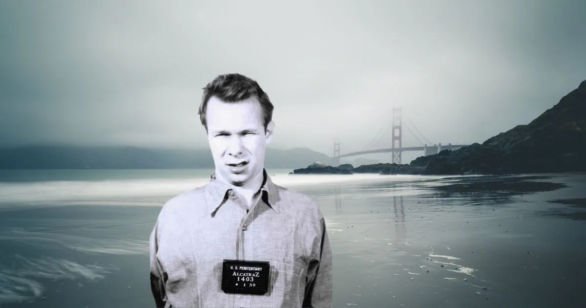 Photo of Inmate John Paul Scott with the Golden Gate Bridge in the background.