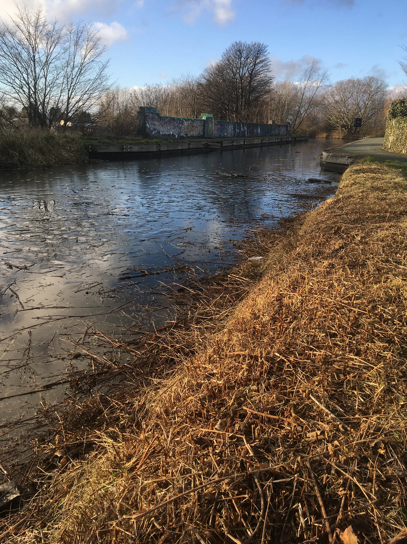 The Union Canal Edinburgh, iced over one day in December 2022