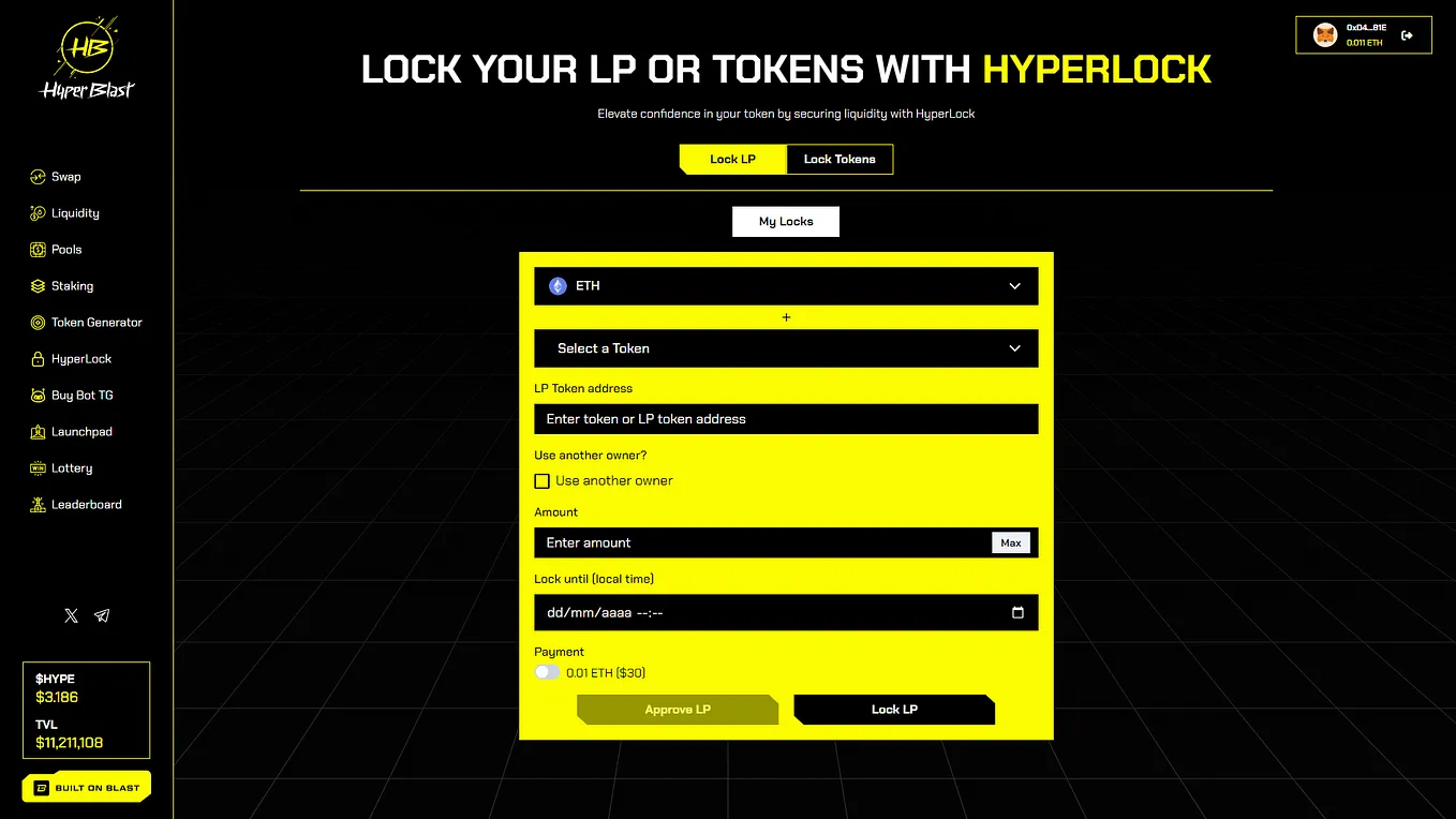 How to Lock Tokens or LP in Blast? Discover HyperLock, HyperBlast’s Locking Tool