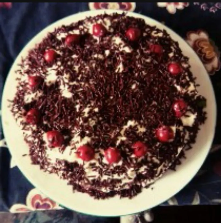 Black forest cake view from the top