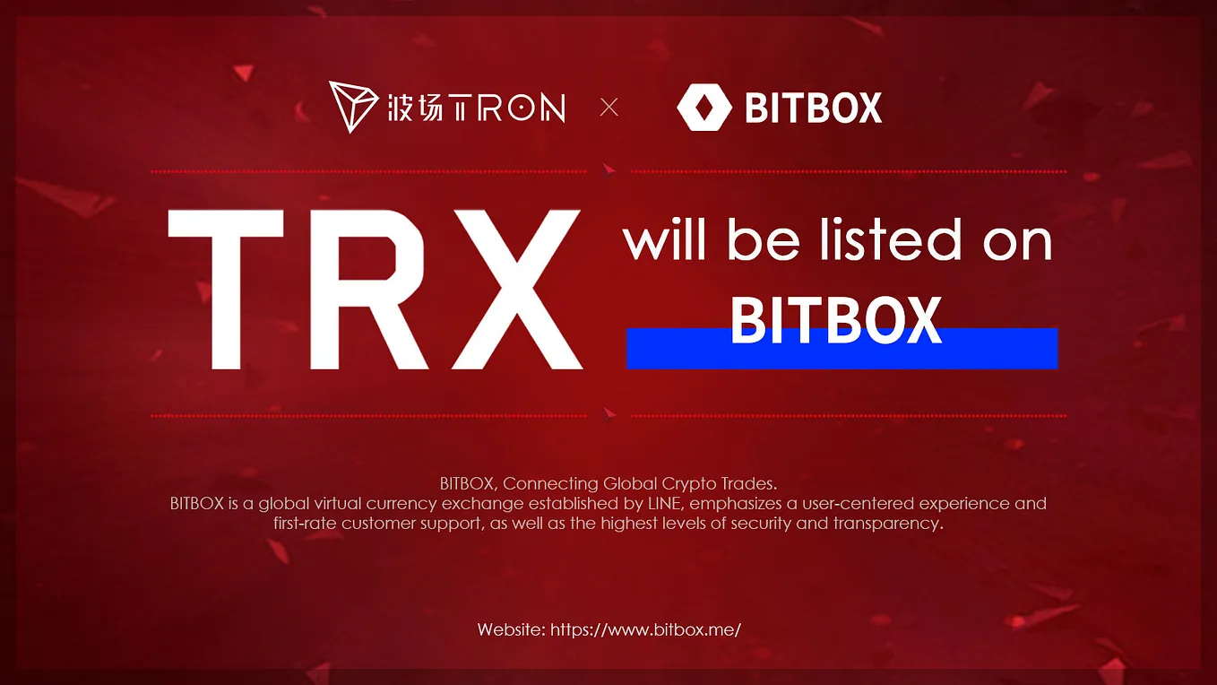 TRON (TRX) listed on BITBOX, LINE’s exchange