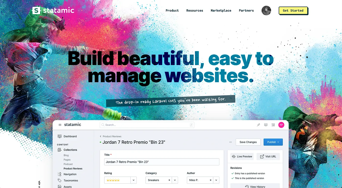 Screenshot of Statamic’s homepage
