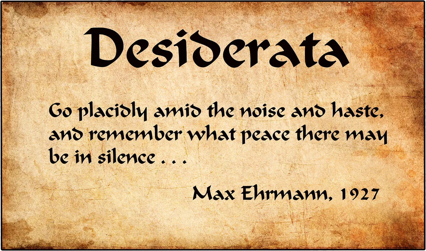 Desiderata poem on parchment paper