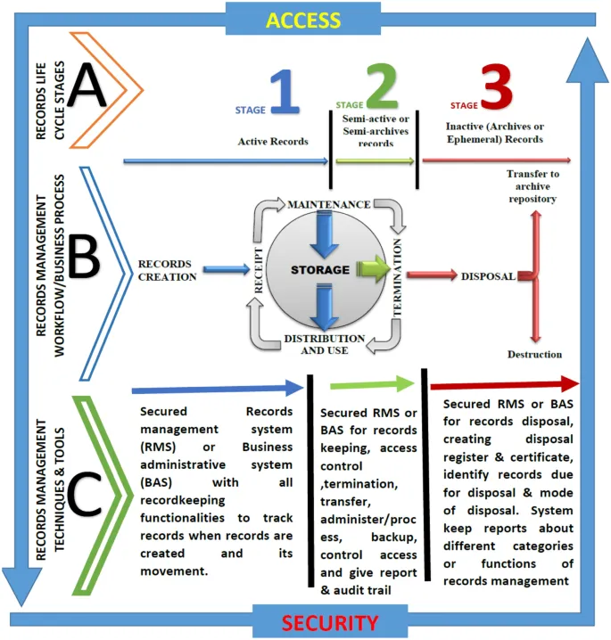 Ovayo Swartbooi — Digital Health. Infographic from the paper , “Driving patient’s records management process on the healthcare service delivery using records life cycle as a tunnel towards quality patients care” by Prof Ngoako Solomon Marutha