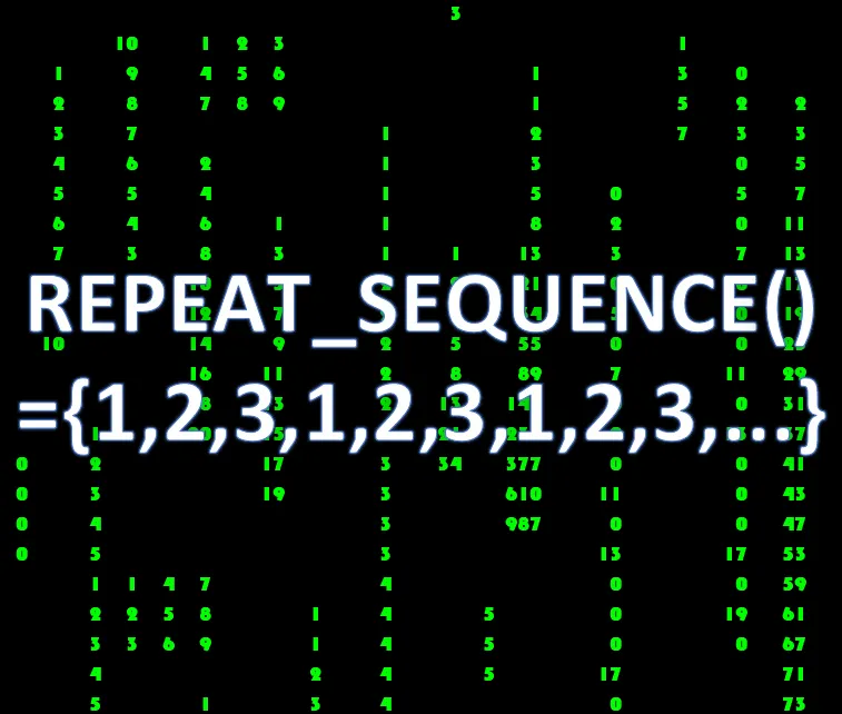Repeat a sequence of numbers like 1,2,3, for a number of times.