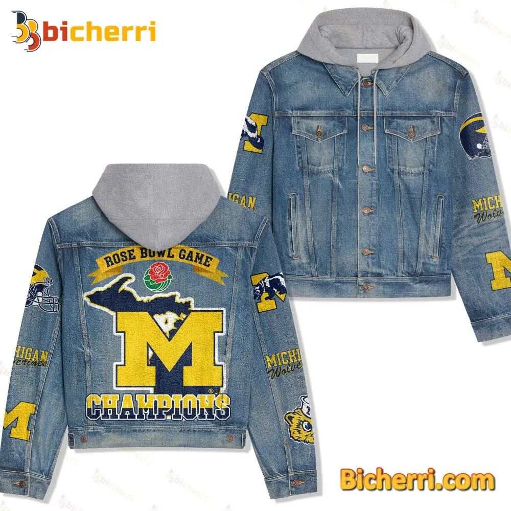 Michigan Wolverines Champions Game Jean Jacket Hoodie