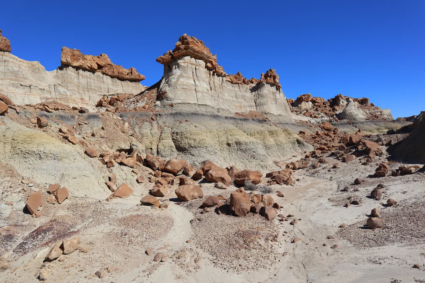 Crumbly rock formations in the desert